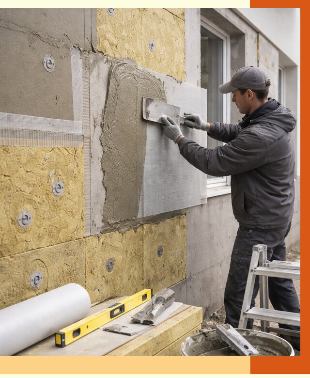 Утепление фасада под штукатурку в Комсомольске-на-Амуре от 4286 руб/м2 — монтаж пенопластом и минватой | ТепломастерКмс